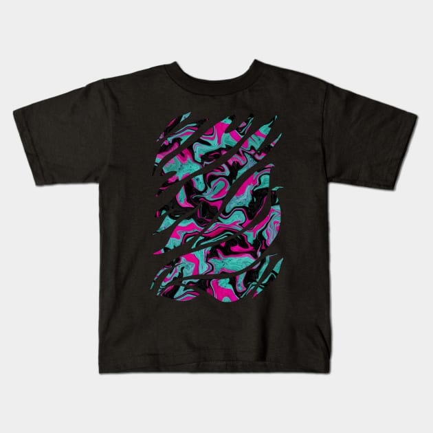 Abstract geometric shape with melted neon colors Kids T-Shirt by NadiaChevrel